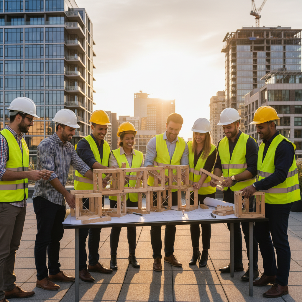 Realistische foto passend bij Teambuilding voor architecten: versterk de samenwerking in uw architec